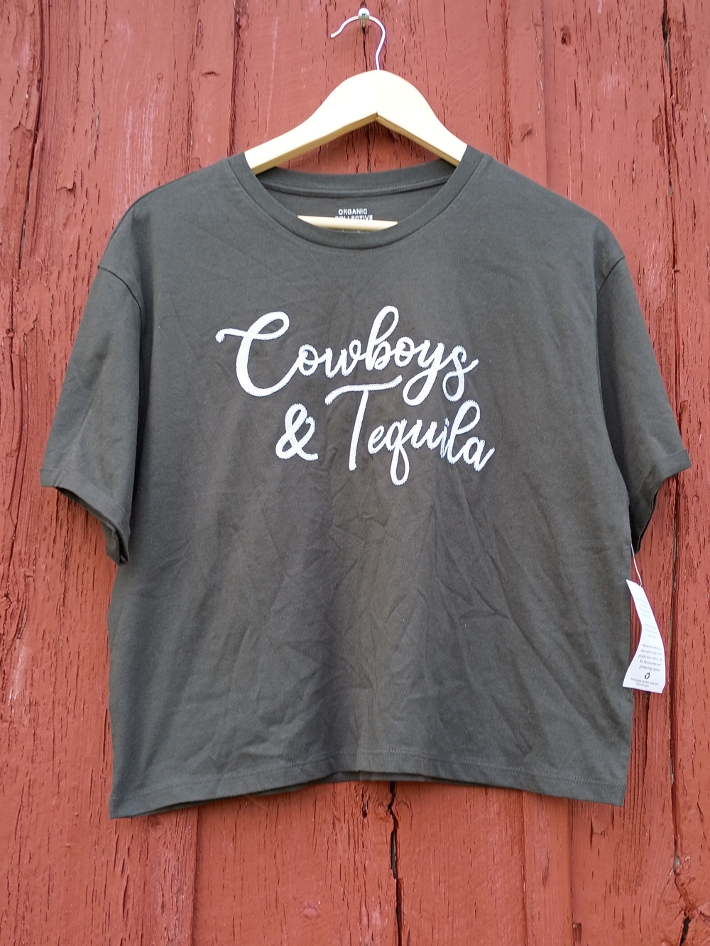 Organic Basics Olive Green 'Cowboys & Tequila' Graphic Tee